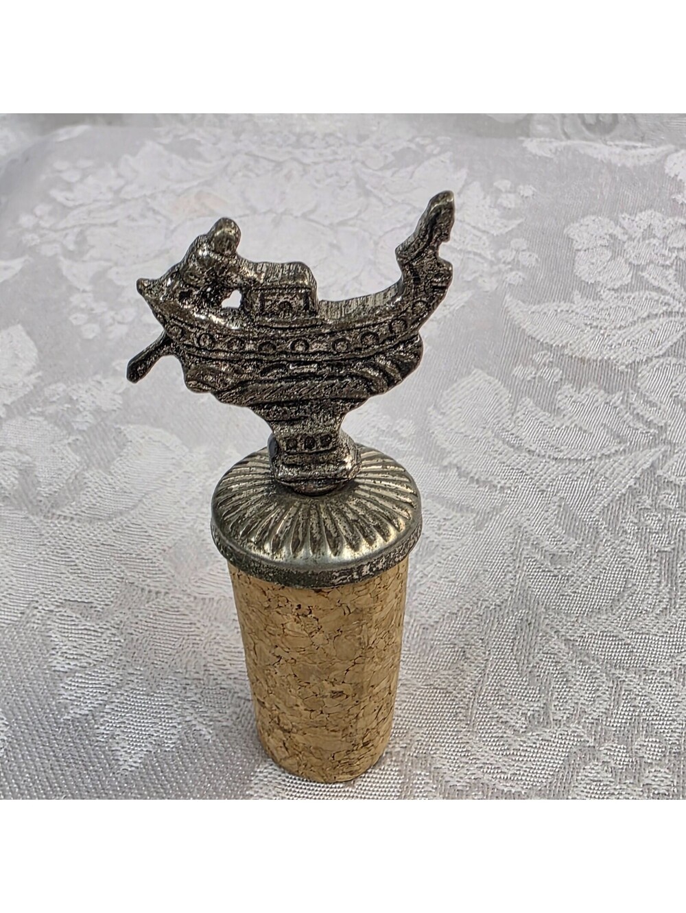 Pewter Viking Longship Wine Bottle stopper Made in England